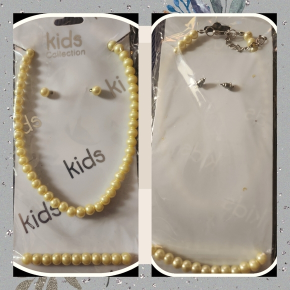 Kids~Faux Pearl Necklace/Bracelet/Earrings~Set Of 3~NEW~🎁🎄Christmas Present🎄 - Picture 1 of 3